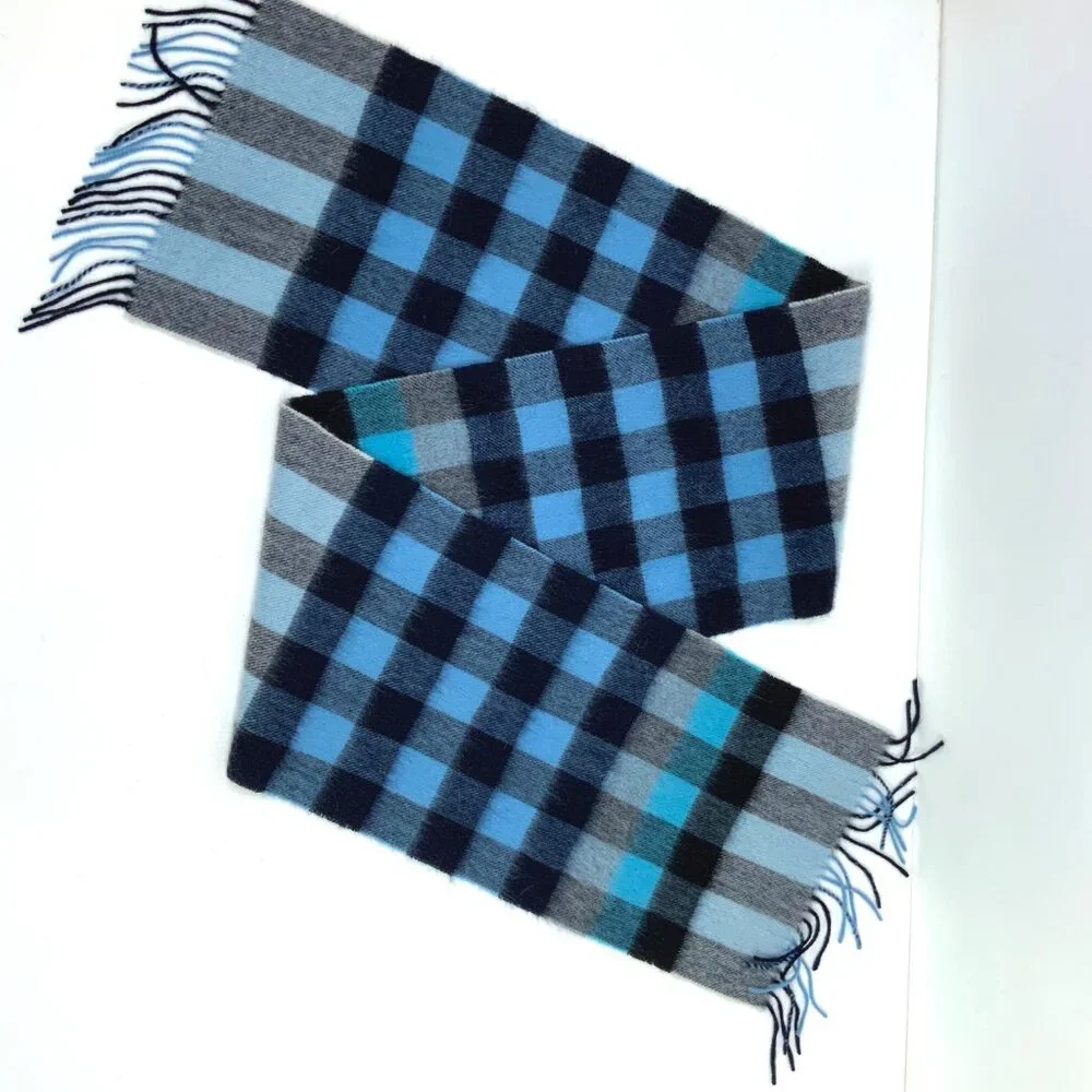 Ballantrae Edinburgh 100% Lambswool Recttungular Scarf Blue and Black